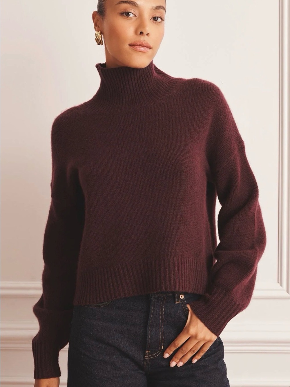 NAADAM Women's Turtleneck Sweater - Deep Wine